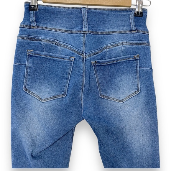 Cali 1850 Skinny Mid Rise Jeans Ankle Knit Denim Stretch Juniors Size 0/24 Blue - Picture 4 of 11